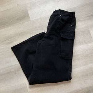 Madden NYC Womens Goth Emo Black Cargo Pants Size Large